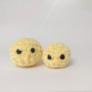 2 Handmade Crochet Yellow Chicks Decor Easter Chickens